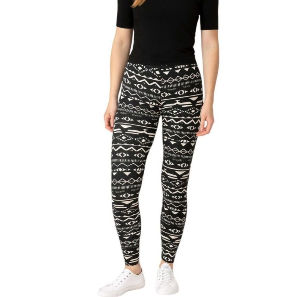 Zumiez Women’s Black and White Geometric Print Leggings | Size Medium